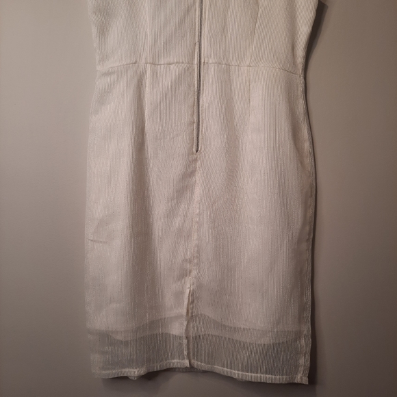 LUXE White Sleeveless Midi Dress with Lace - Picture 9 of 12